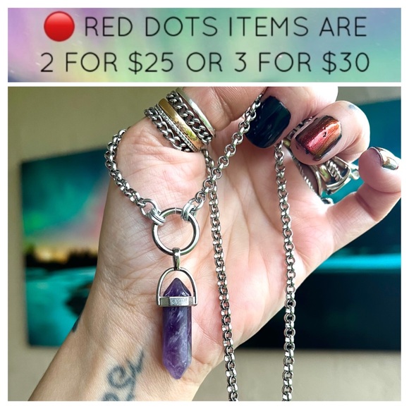 🔴SALE 2 for $25 / 3 for $30 amethyst bullet on stainless steel chain necklace - Picture 1 of 6